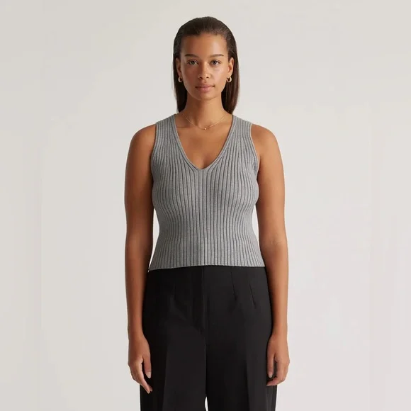 Quince Eco Knit Cropped Sweater Tank - Picture 2 of 15